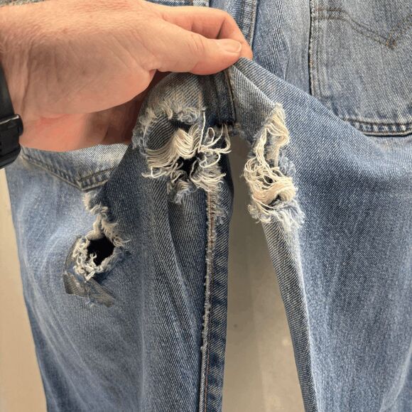 Vintage Levis Single Stitch Redline Selvedge #6 Button 70s 32x32 Thrashed - Picture 16 of 16